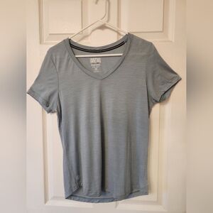 Smartwool Merino Wool Active Tee Blue V-Neck Short Sleeve Size M